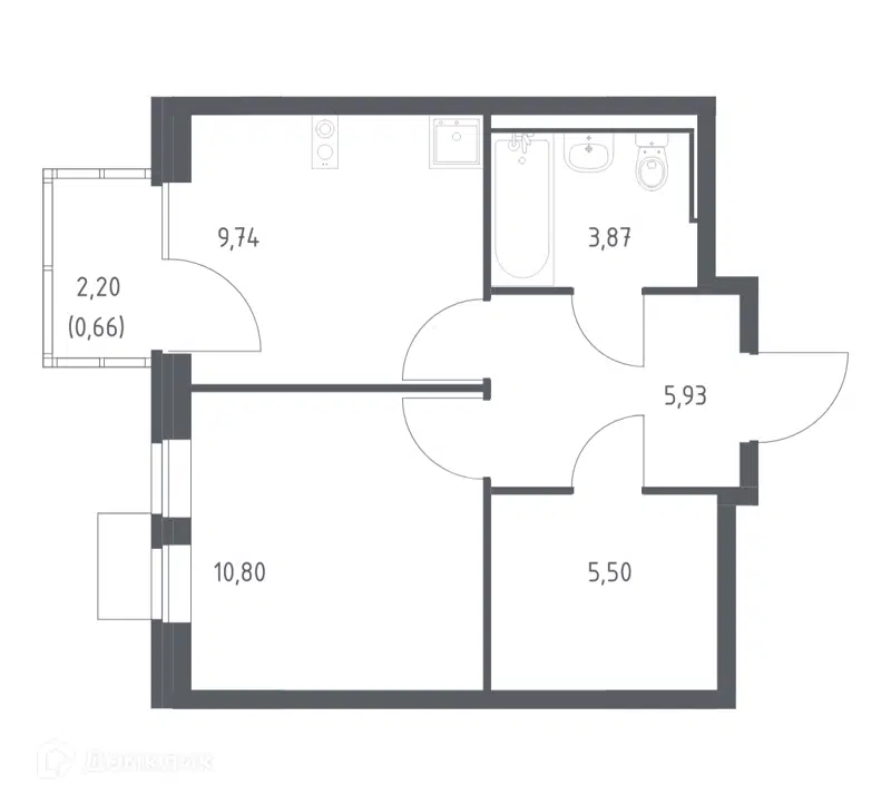 1-комнатная квартира 36.5 м² Молжаниново
