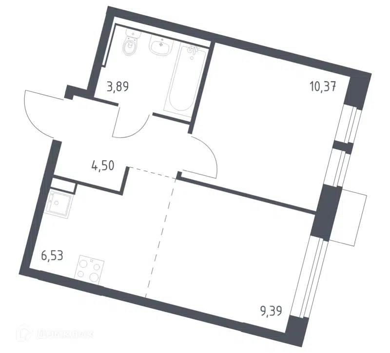 1-комнатная квартира 34.68 м² Молжаниново