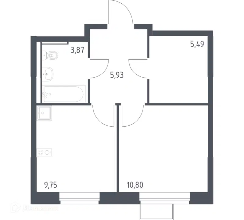 1-комнатная квартира 35.84 м² Молжаниново