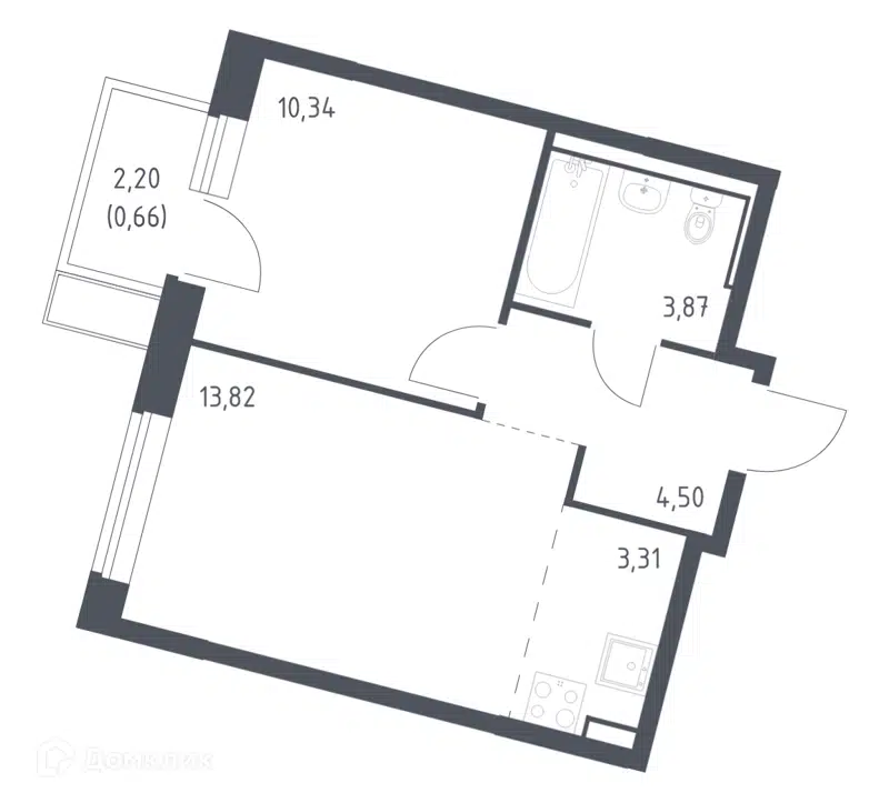 1-комнатная квартира 36.5 м² Молжаниново