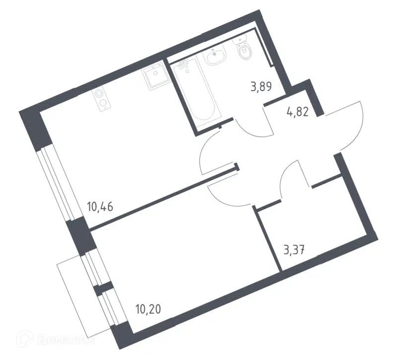 1-комнатная квартира 32.74 м² Молжаниново
