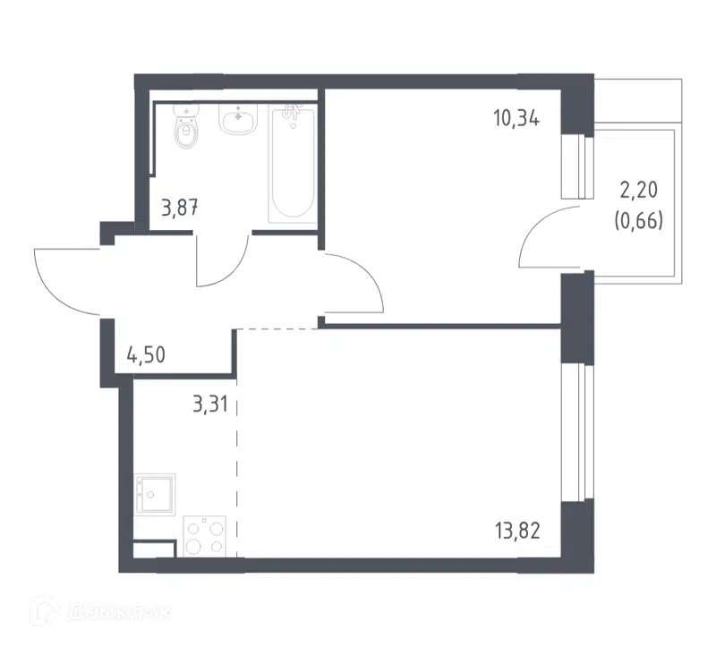 1-комнатная квартира 36.5 м² Молжаниново