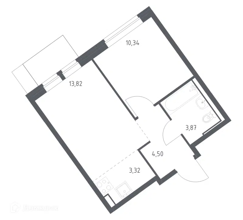 1-комнатная квартира 35.85 м² Молжаниново
