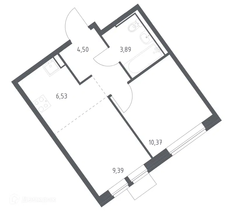 1-комнатная квартира 34.68 м² Молжаниново