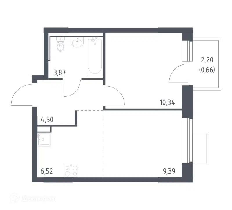 1-комнатная квартира 35.28 м² Молжаниново