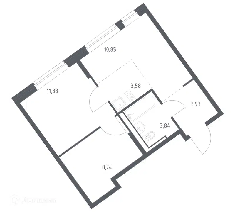 1-комнатная квартира 42.27 м² Молжаниново