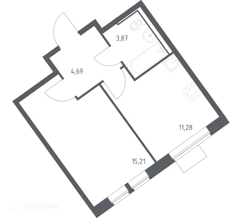 1-комнатная квартира 35.05 м² Молжаниново