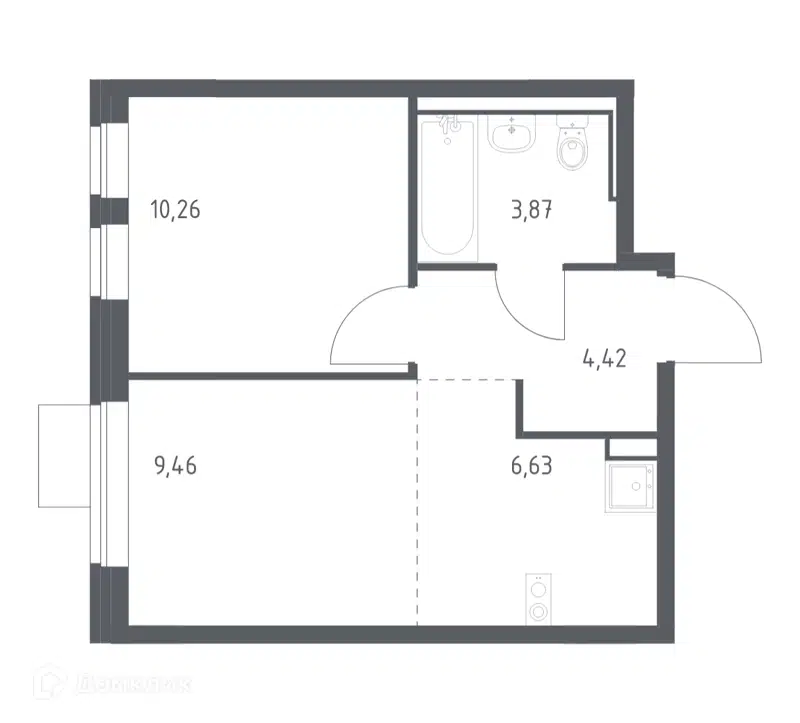 1-комнатная квартира 34.64 м² Молжаниново