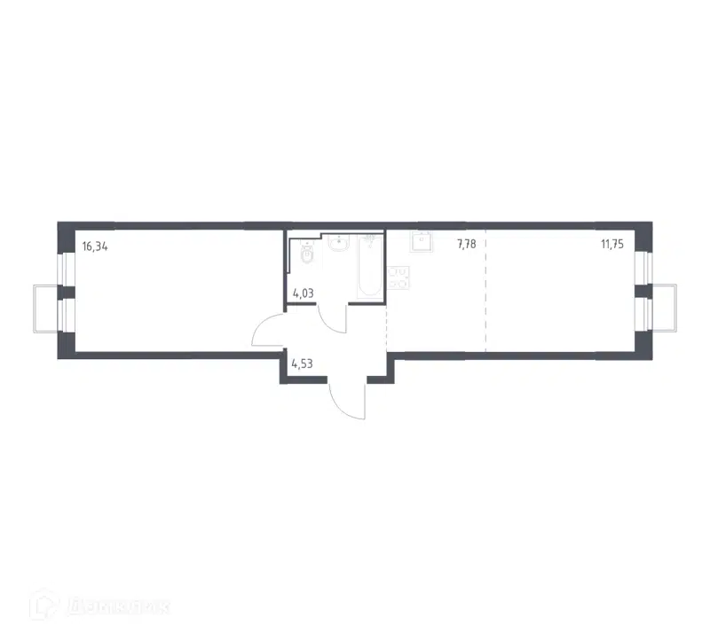 1-комнатная квартира 44.43 м² Молжаниново