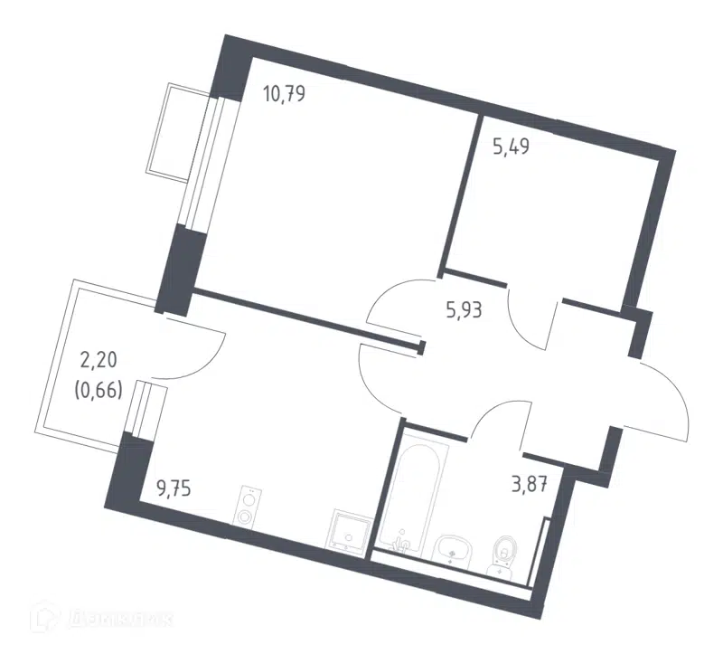 1-комнатная квартира 36.49 м² Молжаниново