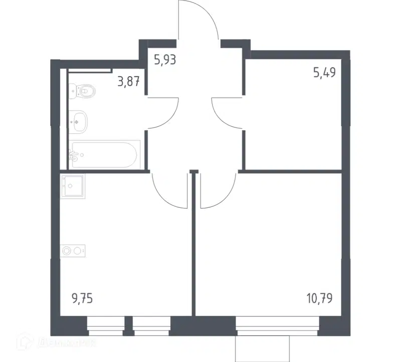 1-комнатная квартира 35.83 м² Молжаниново