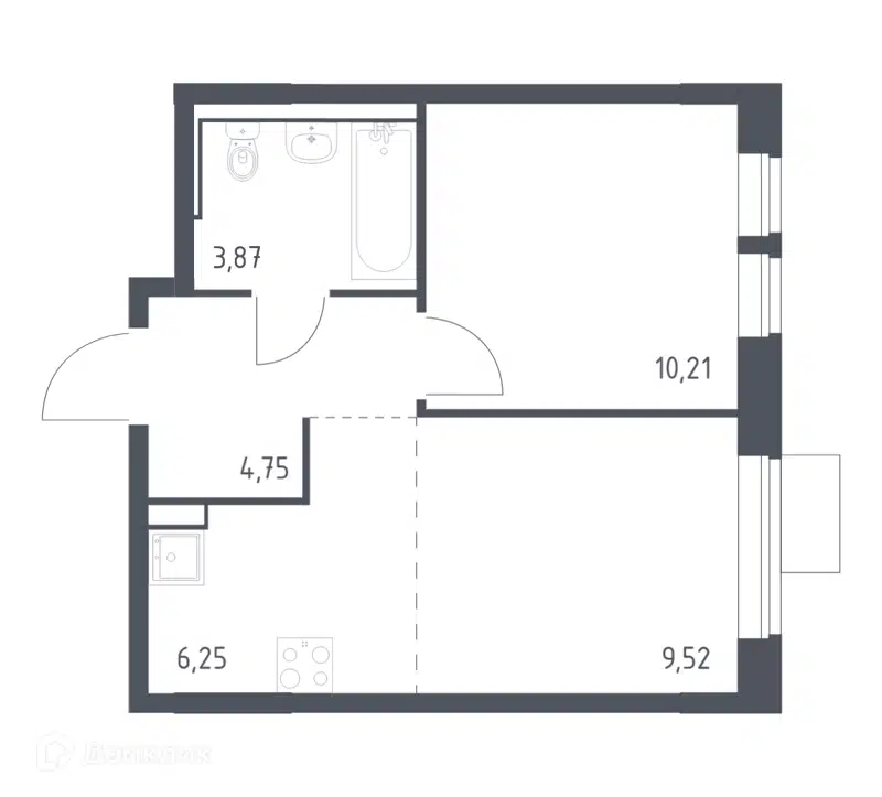 1-комнатная квартира 34.6 м² Молжаниново
