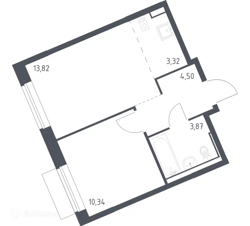 1-комнатная квартира 35.85 м² Молжаниново