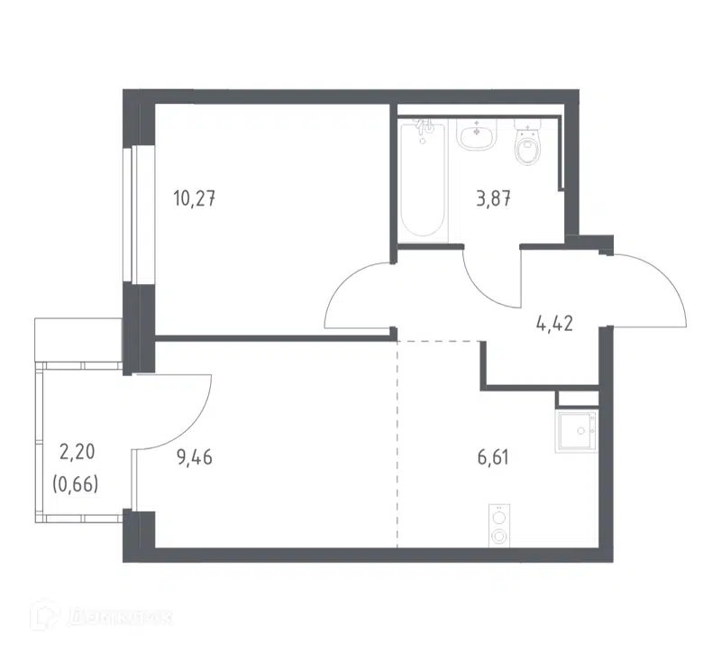 1-комнатная квартира 35.29 м² Молжаниново