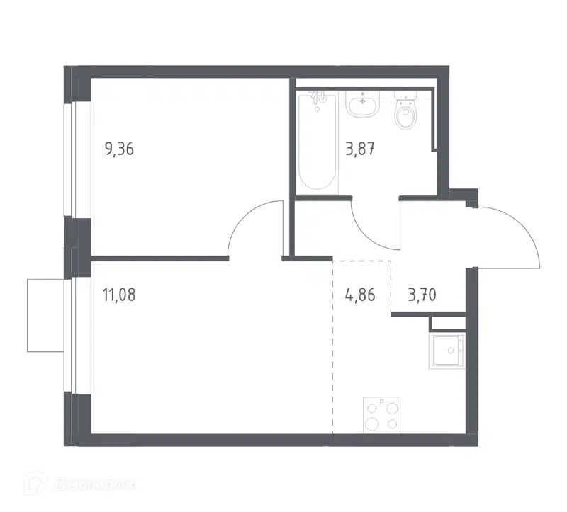 1-комнатная квартира 32.87 м² Молжаниново