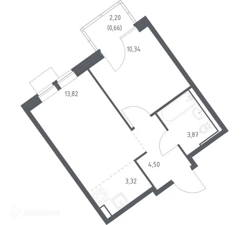 1-комнатная квартира 36.51 м² Молжаниново