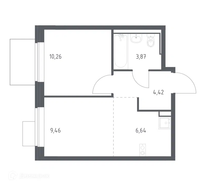1-комнатная квартира 34.65 м² Молжаниново