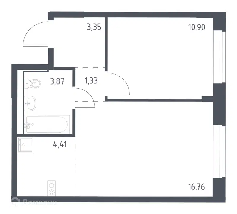 1-комнатная квартира 40.62 м² Молжаниново