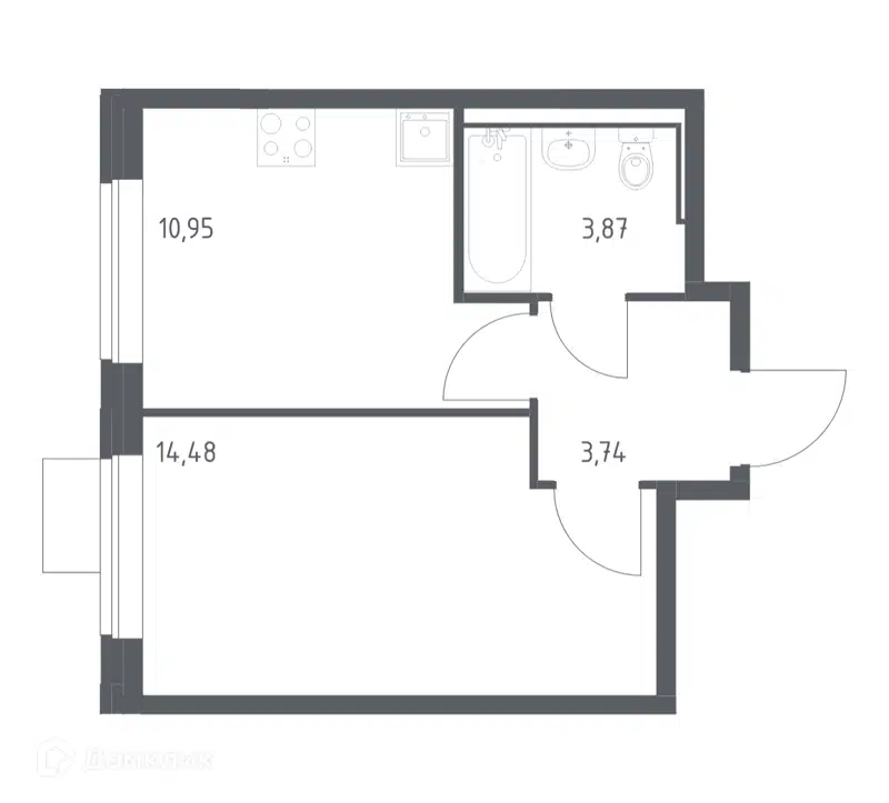 1-комнатная квартира 33.04 м² Молжаниново