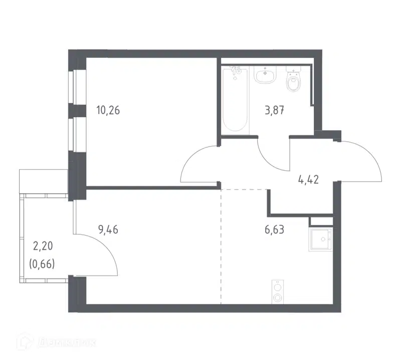 1-комнатная квартира 35.3 м² Молжаниново
