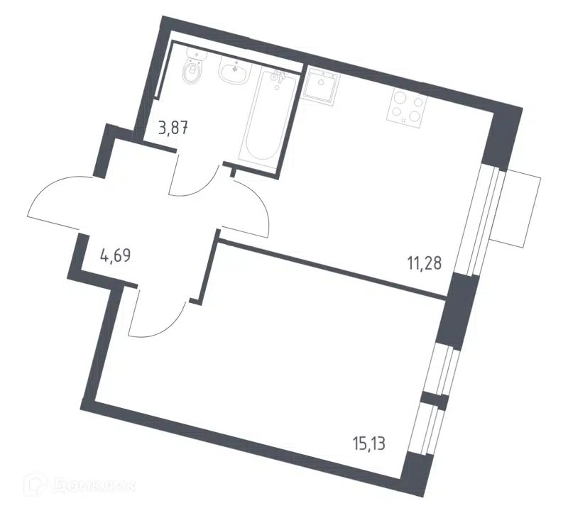 1-комнатная квартира 34.97 м² Молжаниново