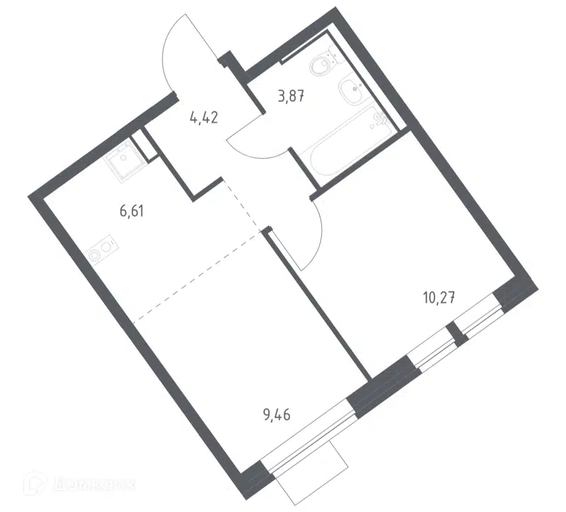 1-комнатная квартира 34.63 м² Молжаниново