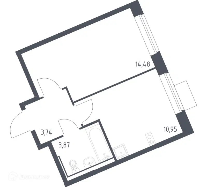 1-комнатная квартира 33.04 м² Молжаниново