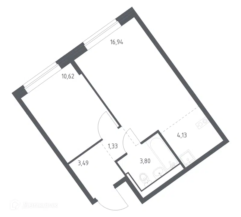 1-комнатная квартира 40.31 м² Молжаниново