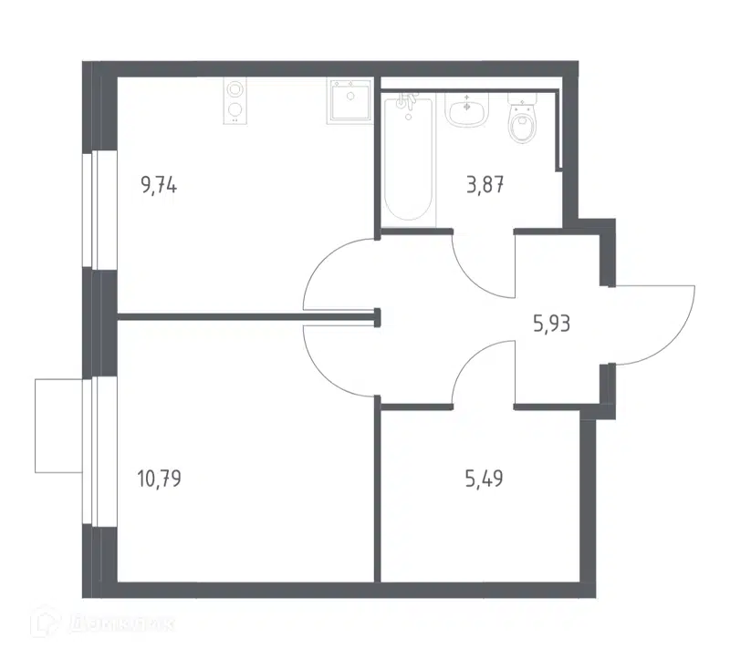 1-комнатная квартира 35.82 м² Молжаниново