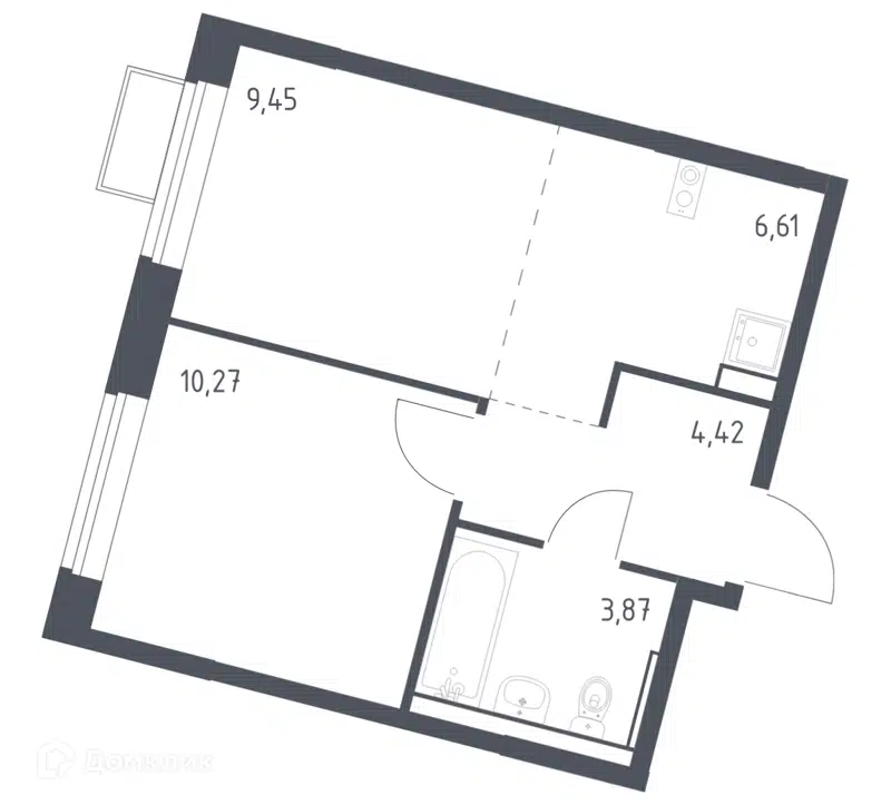 1-комнатная квартира 34.62 м² Молжаниново