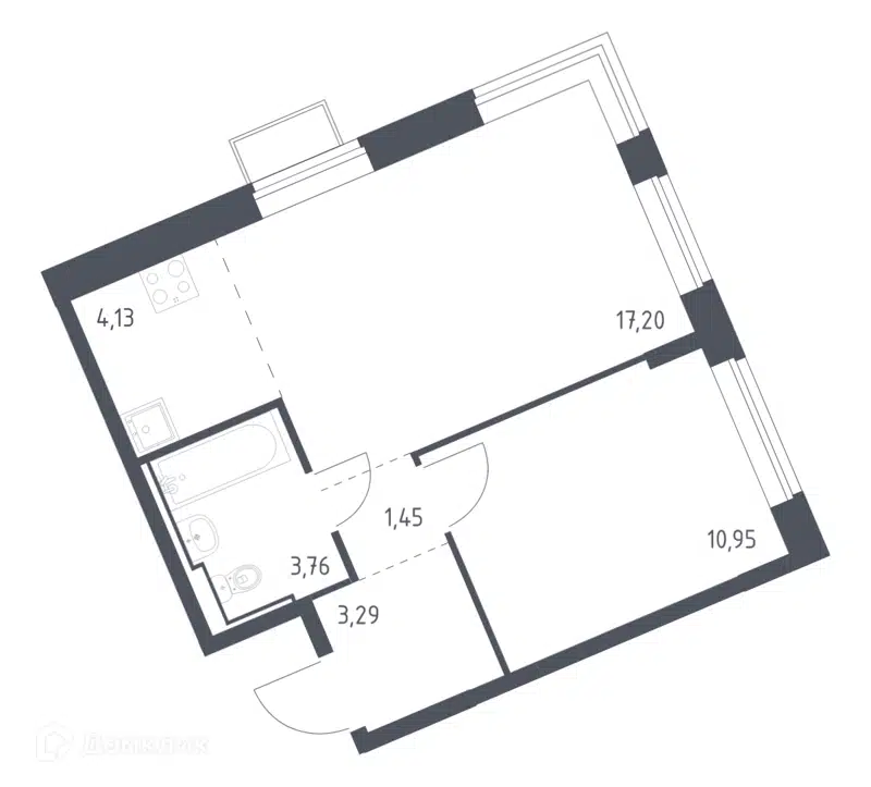 1-комнатная квартира 40.78 м² Молжаниново