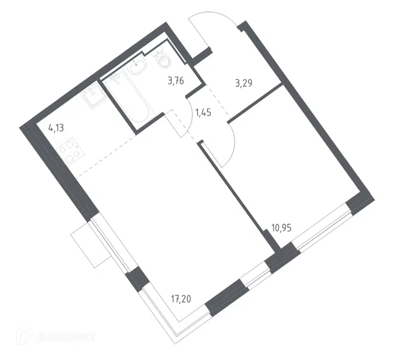 1-комнатная квартира 40.78 м² Молжаниново
