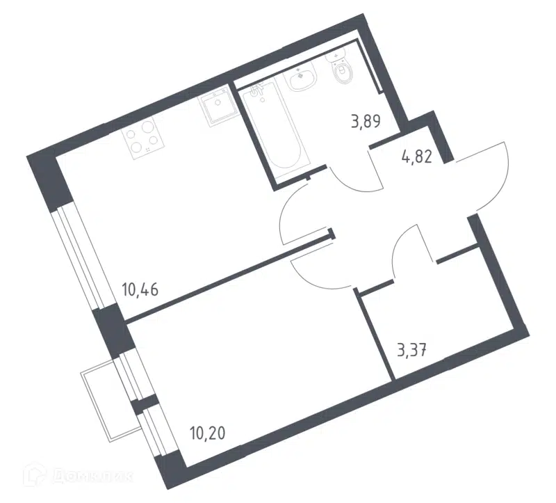 1-комнатная квартира 32.74 м² Молжаниново
