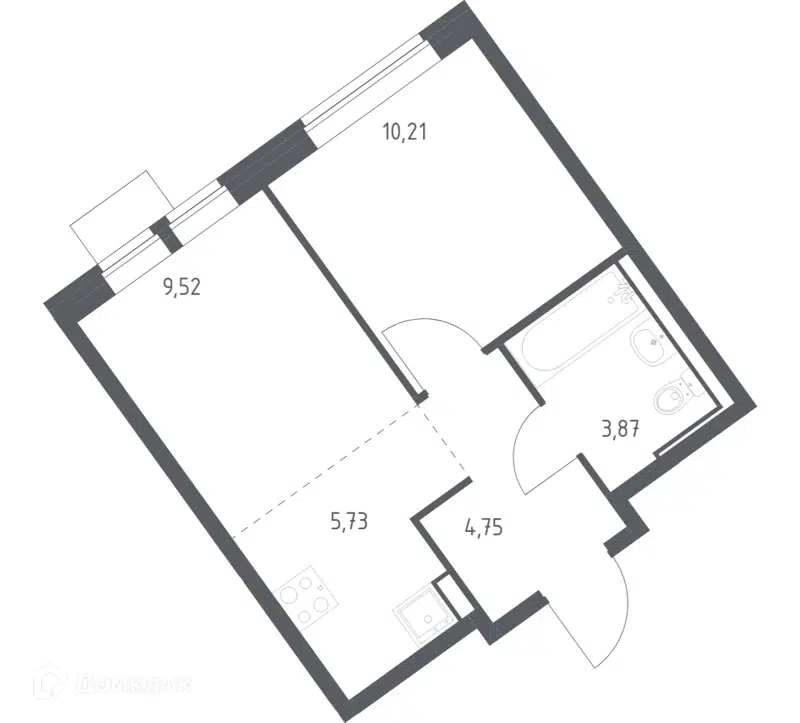 1-комнатная квартира 34.08 м² Молжаниново