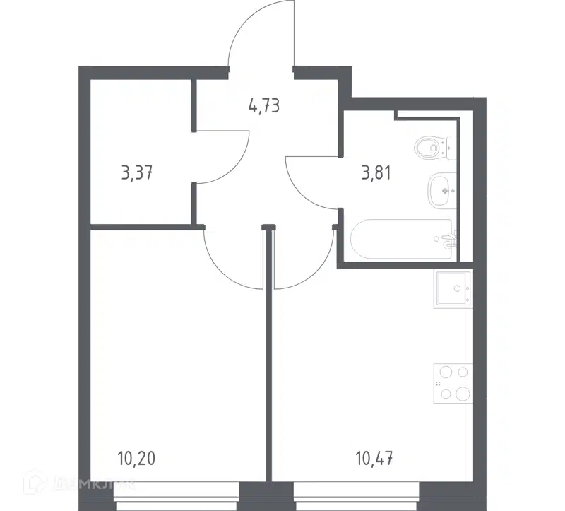 1-комнатная квартира 32.58 м² Молжаниново