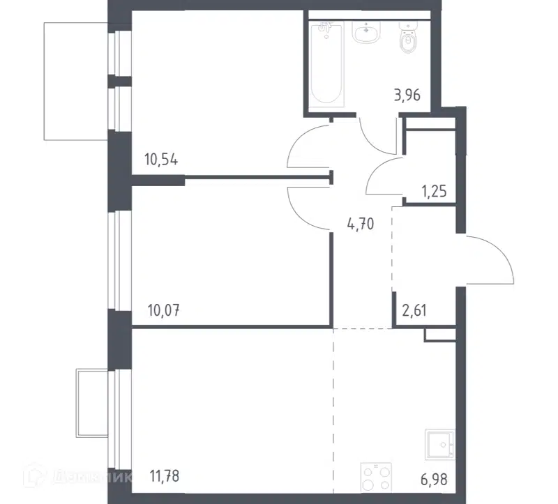 2-комнатная квартира 51.89 м² Молжаниново