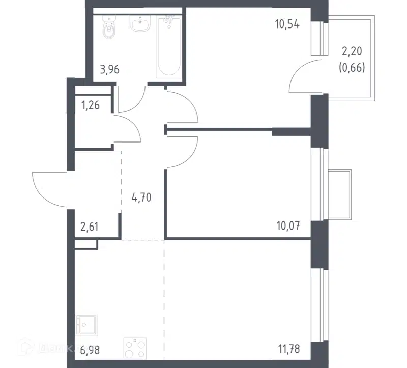 2-комнатная квартира 52.56 м² Молжаниново