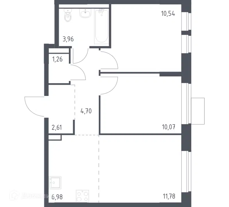 2-комнатная квартира 51.9 м² Молжаниново