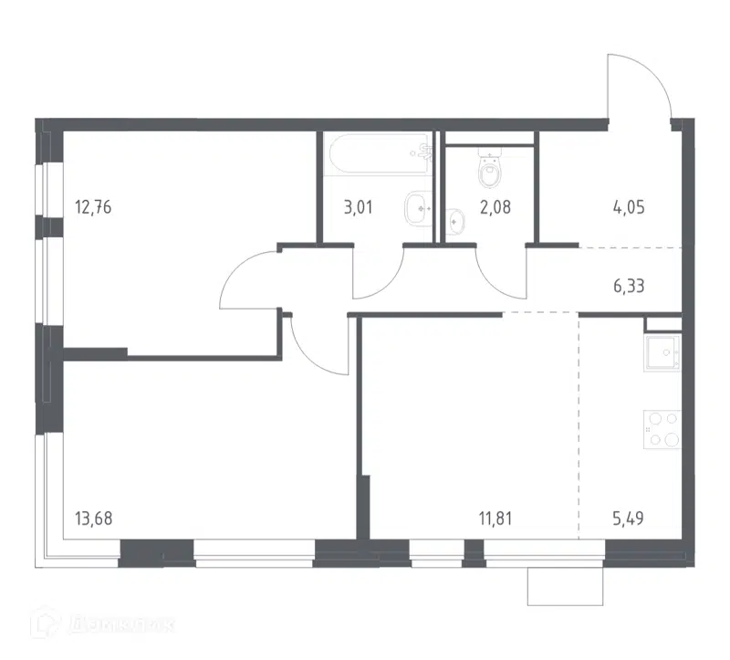 2-комнатная квартира 59.21 м² Молжаниново
