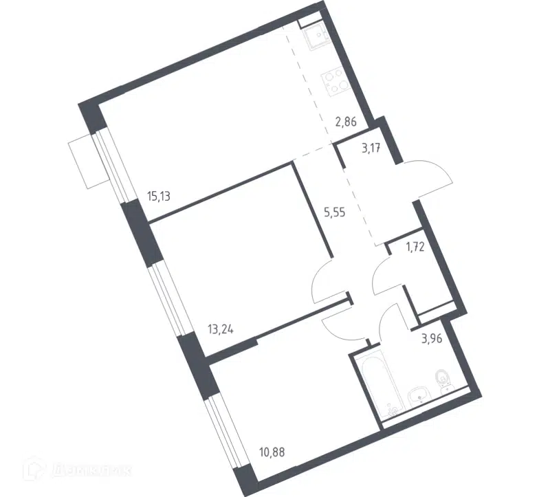 2-комнатная квартира 56.51 м² Молжаниново
