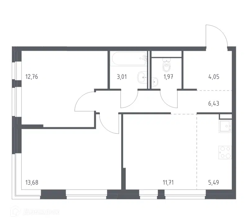 2-комнатная квартира 59.1 м² Молжаниново