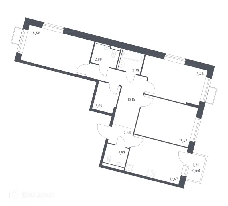 3-комнатная квартира 79.1 м² Молжаниново