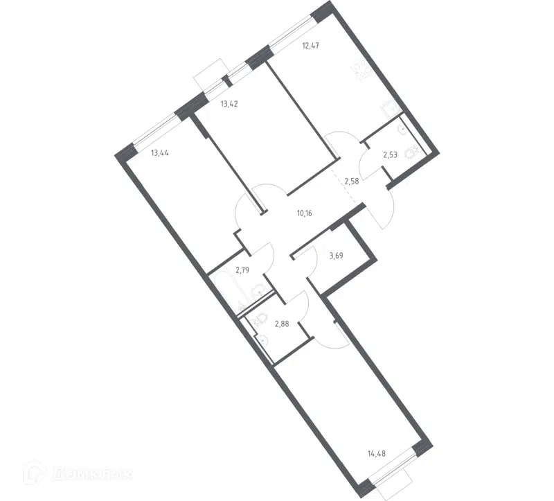3-комнатная квартира 78.44 м² Молжаниново
