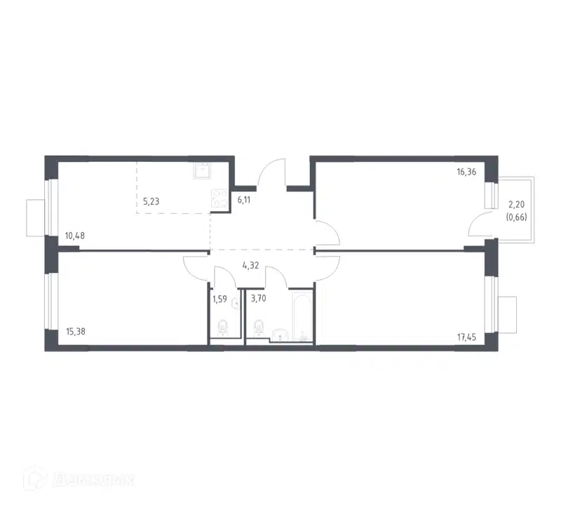 3-комнатная квартира 81.28 м² Молжаниново