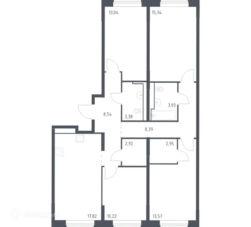 4-комнатная квартира 100.1 м² Молжаниново