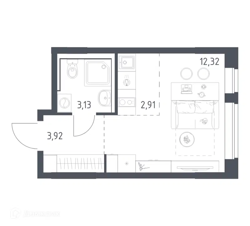 Студия 22.28 м² Подольские Кварталы