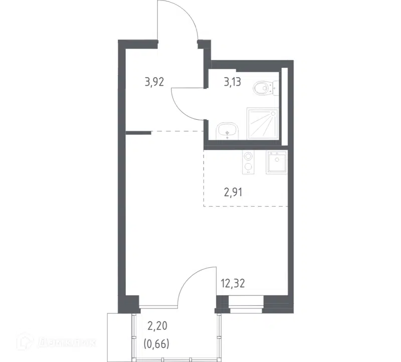 Студия 22.94 м² Подольские Кварталы