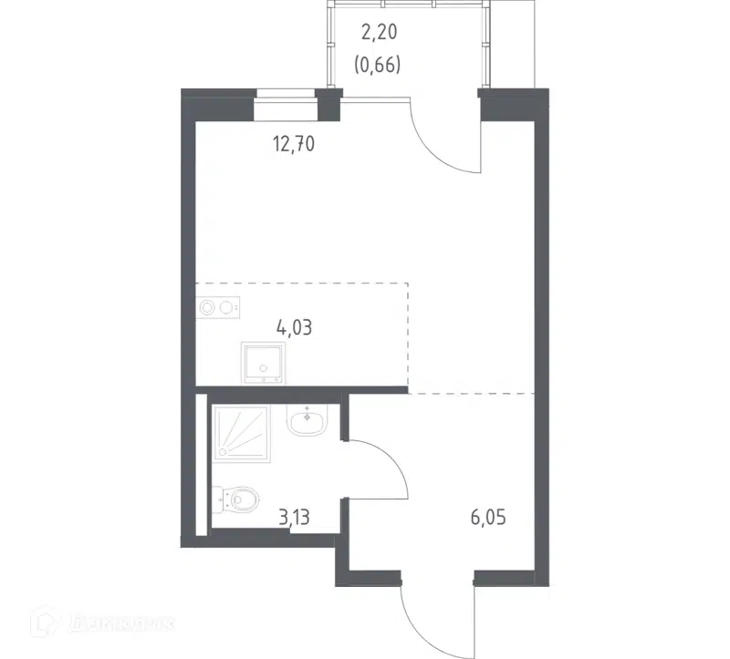 Студия 26.57 м² Подольские Кварталы