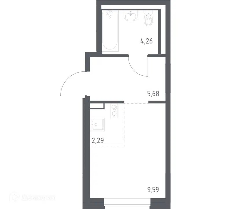 Студия 21.82 м² Подольские Кварталы