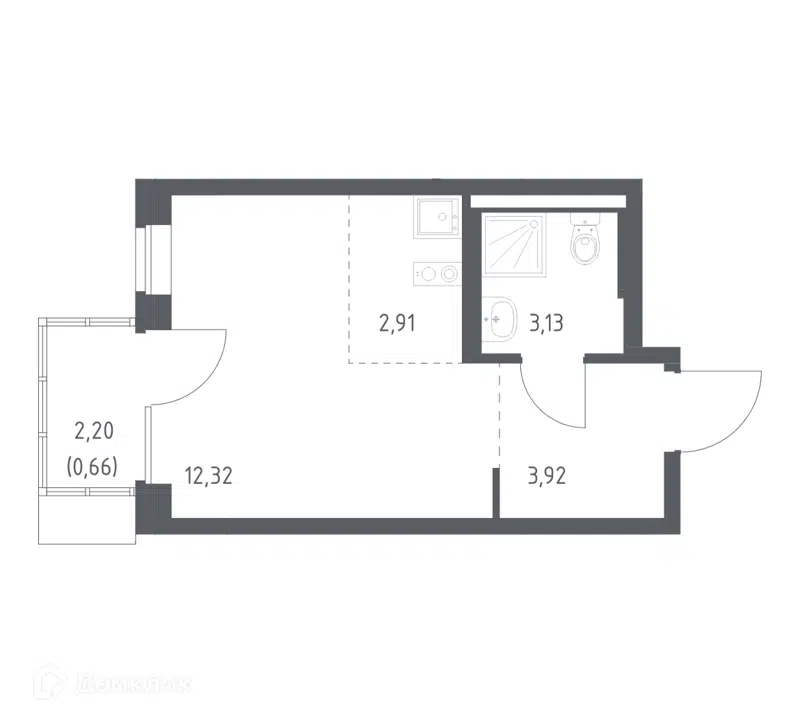 Студия 22.94 м² Подольские Кварталы